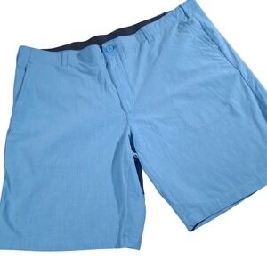 BCG Men's Golf Shorts Blue Grid Stretch Active Performance Flat Front Size 42W